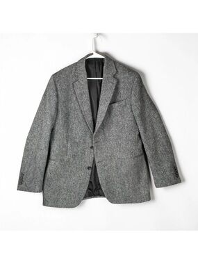 VTG Harris Tweed Stafford Sport Coat Blazer Mens 42R Gray Herringbone 100% Wool